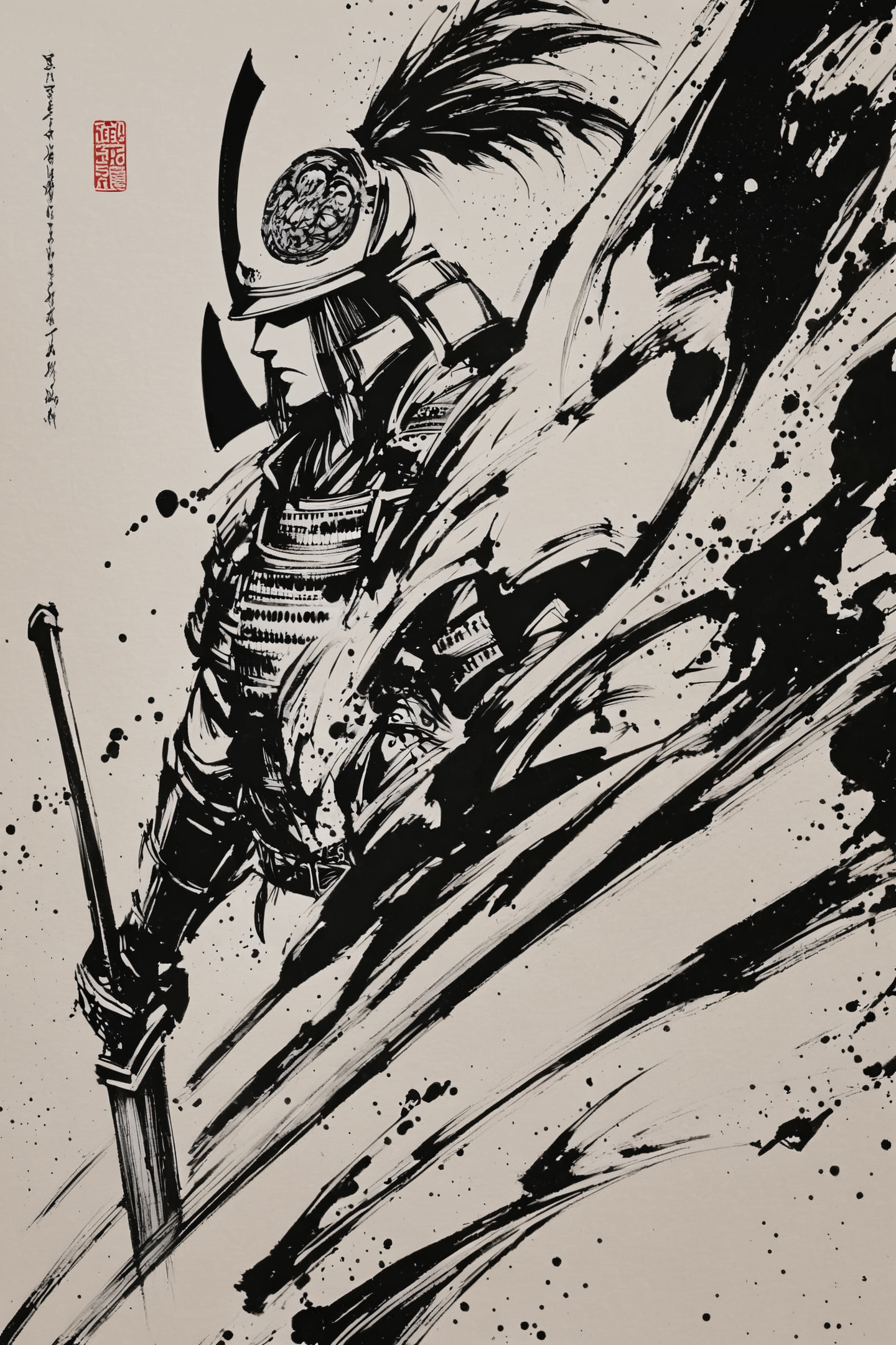 36743-2829999350-armor,helmet,samurai,weapon,japanese armor,solo,1boy,monochrome,sword,male focus,shoulder armor,full armor,holding,kabuto _(helm.png